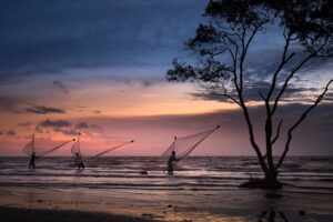 fishing peaks at twilight
